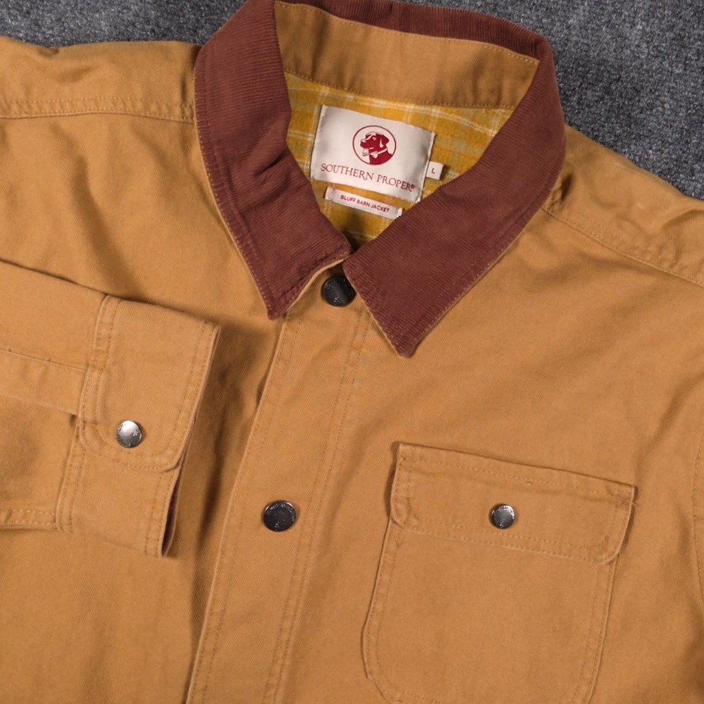 NWOT Southern Proper Bluff Barn Jacket Mens L Canvas Snap Flannel Lined Chore